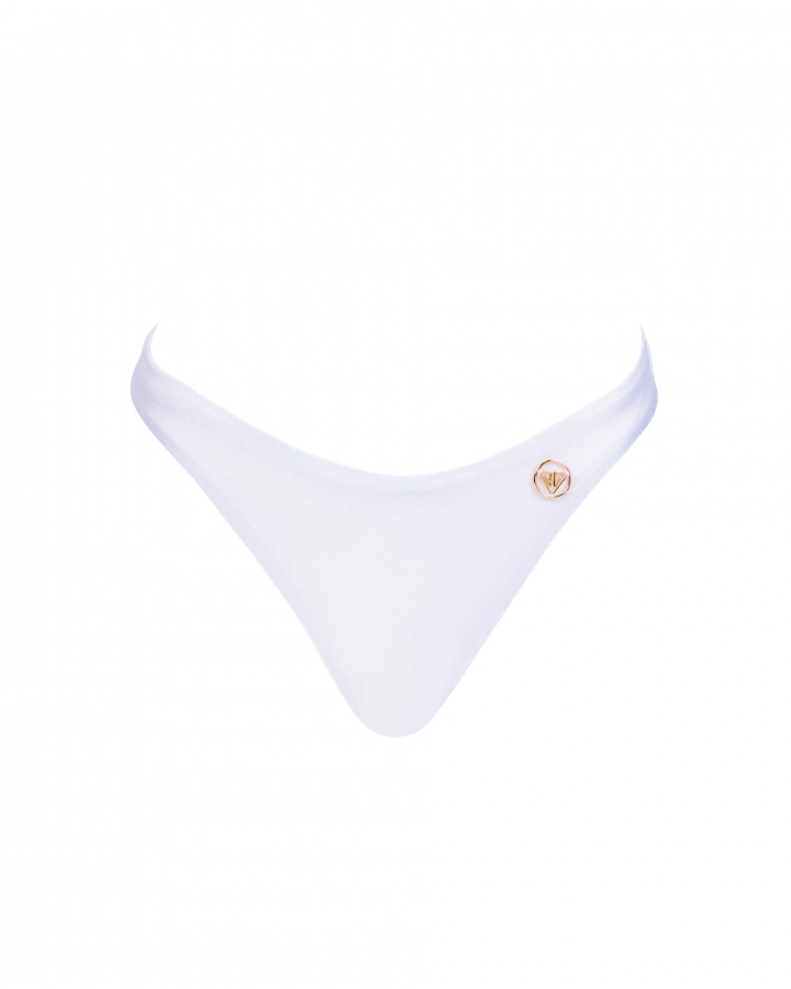 Bianco Slip bikini a vita bassa con perizoma increspato M Vivien Vance